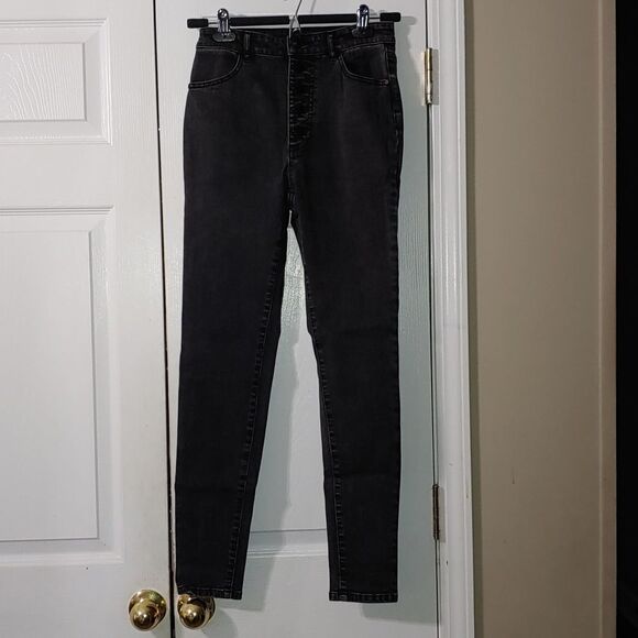 Tinseltown black stretch button fly  skinny jeans   Sz 0 - Picture 1 of 5